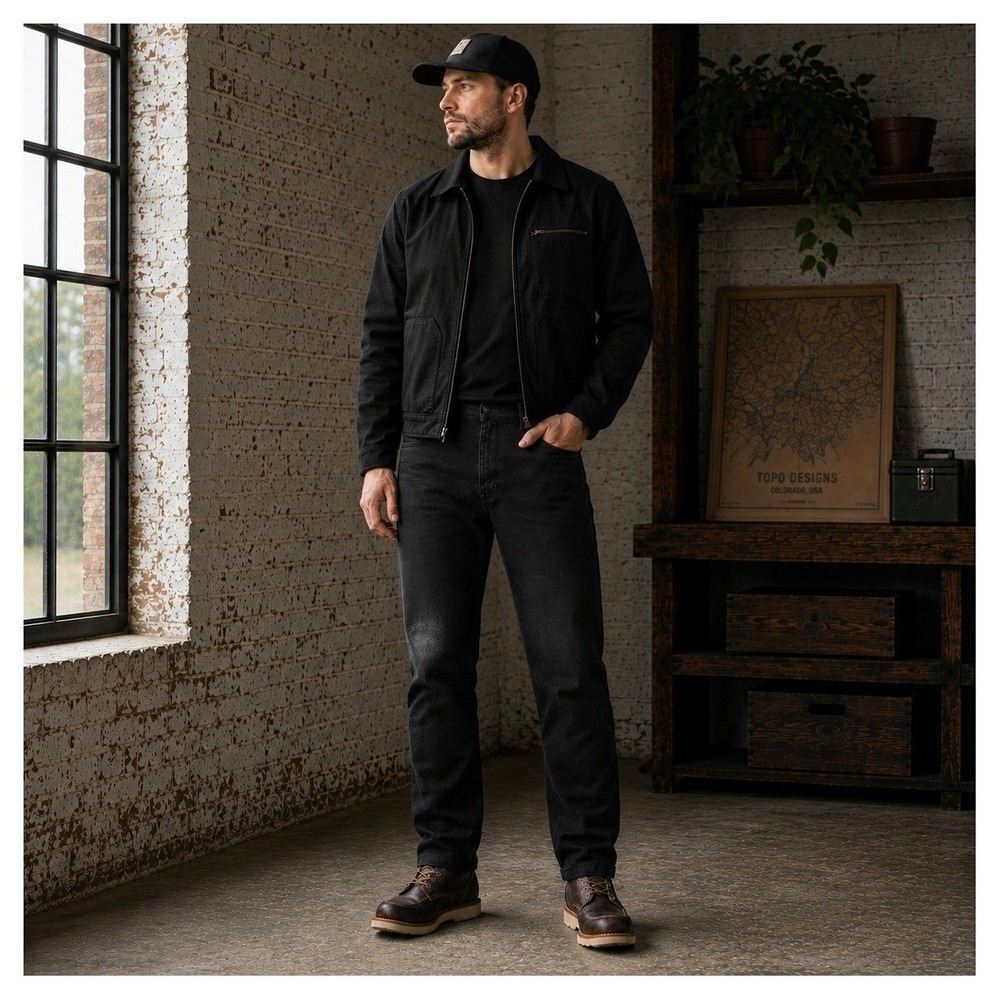 Topo Designs Commando Heavyweight Black Denim Jeans Button Fly 34x34